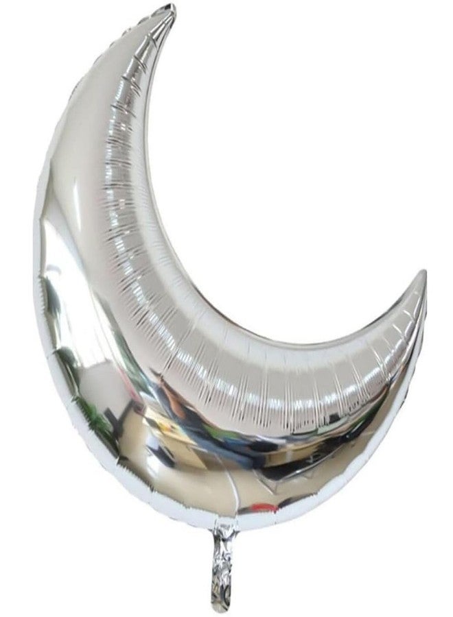 SOI Moon Shaped Silver Mylar Balloon - Pack of 1 | Birthday | Baby Shower | Wedding | Anniversary | Party Decoration - Image 2